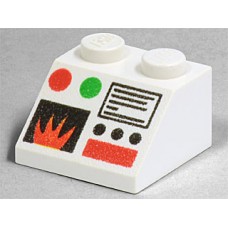 Part 3039pb018 White Slope 45 2 x 2 with Monitor and Flame Pattern Part 3039pb018 White Slope 45 2 x 2 with Monitor and Flame Pattern